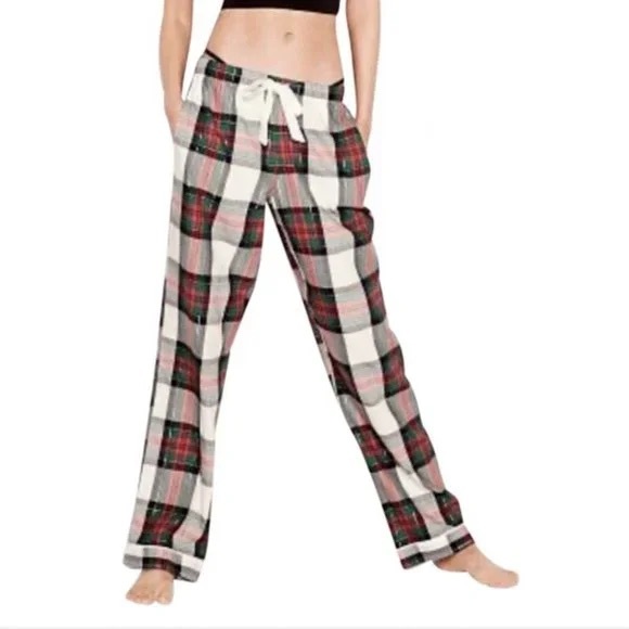 Victoria’s Secret Red Green Plaid Flannel Pajama Pants Size M - Picture 2 of 6